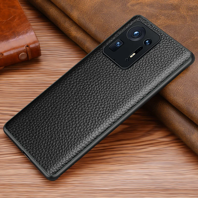 

Genuine Leather phone Cases for Xiaomi Mi Mix 4 Case Back Cover TPU edge