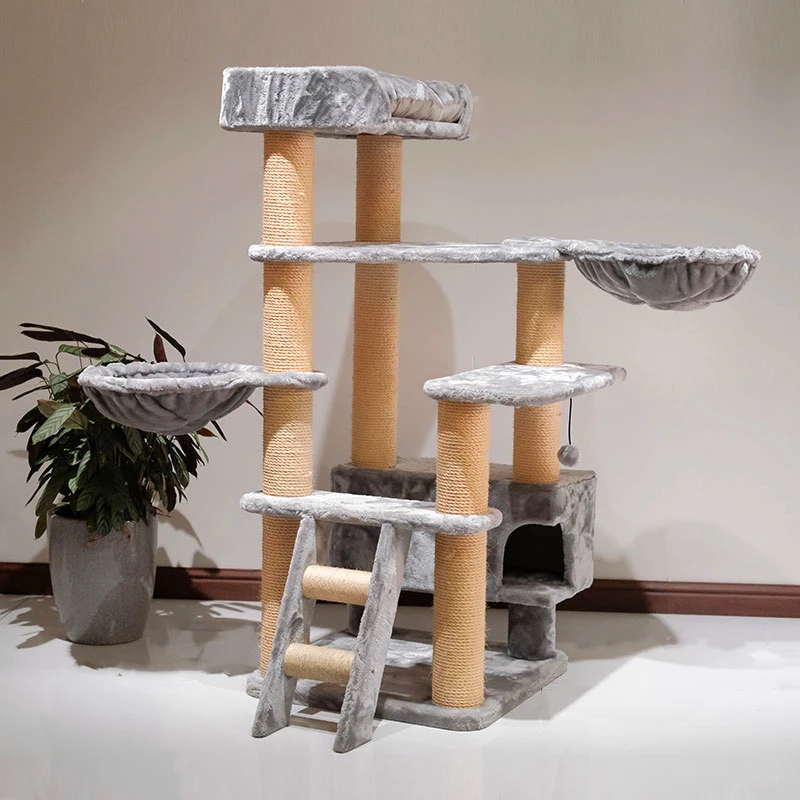 

Removable Sturdy Featuring Wooden big Condos Scratching Posts house Tower Cat Tree, Beiges,gray,brown,or customized.