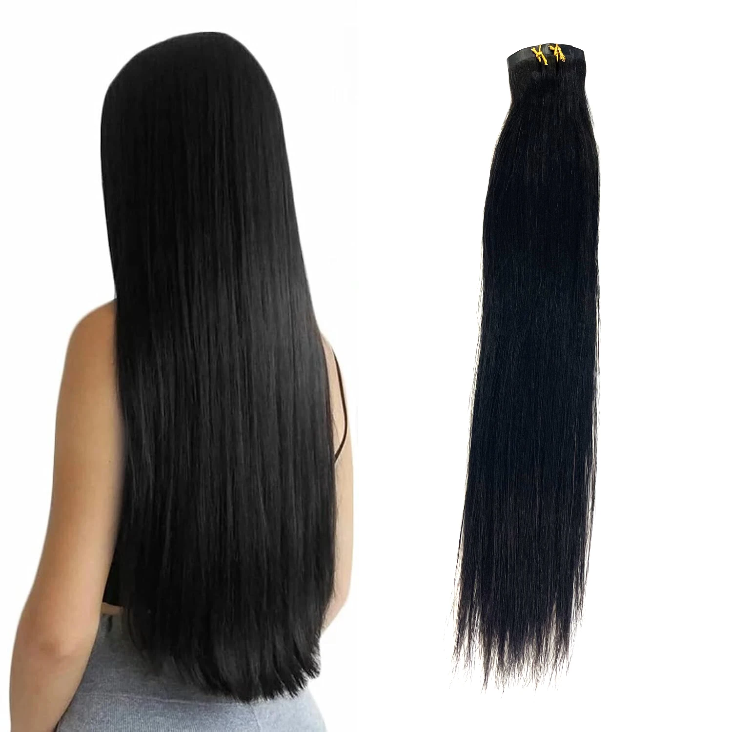 Wholesale 120g Seamless Clip in Raw Indian Hair 100human Invisible Pu Cuticle Aligned Human Hair Clip in Extension Salon Quality