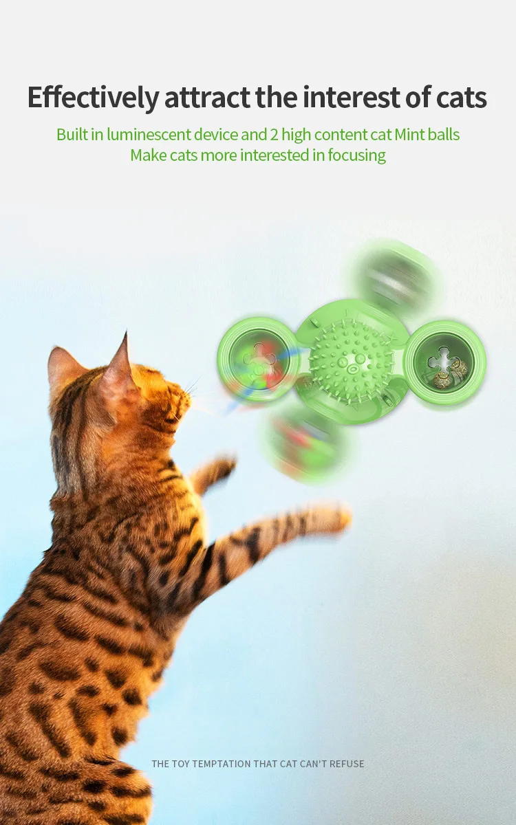 Mainan Kucing Led Catnip,Mainan Sikat Perawatan Diri Dengan Sikat 