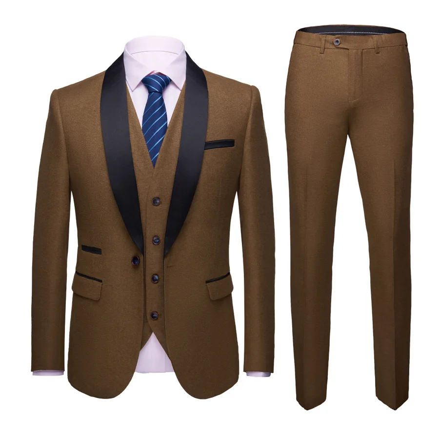 

Wholesale Men's Tuxedo Suit Wedding clothes for Men 3 Piece Mens Khaki Slim Fit Suits Royal Navy Blue, 7 colors