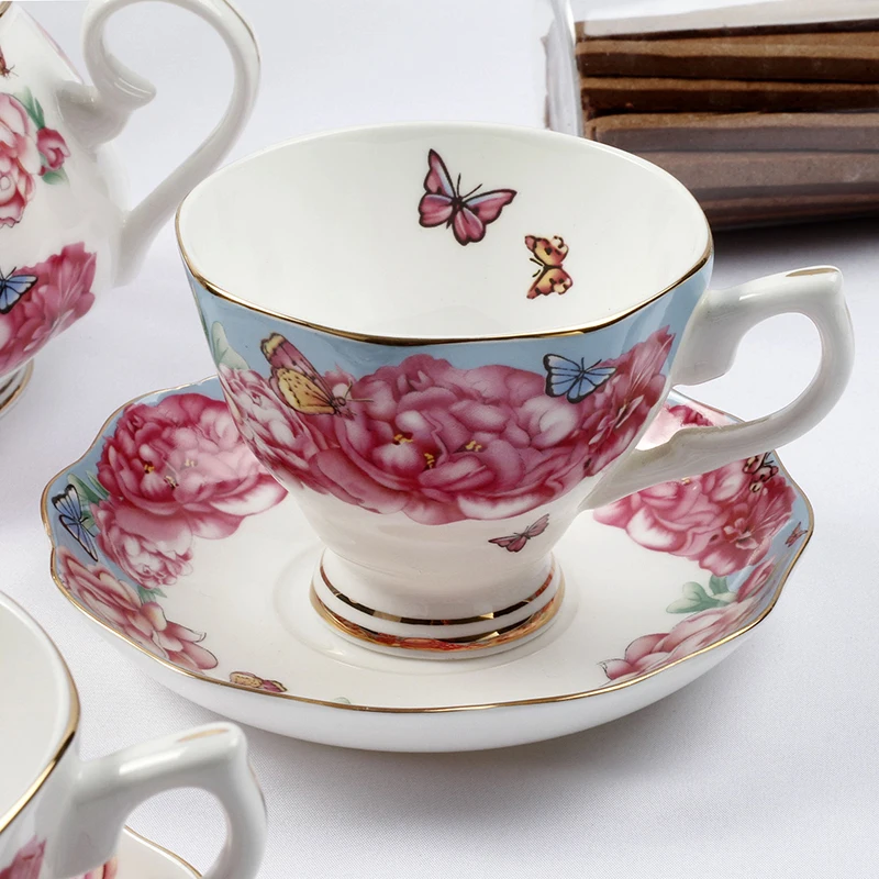 

Wholesale fine bone china ceramic with flower coffee tea cup and saucer set 2 buyers