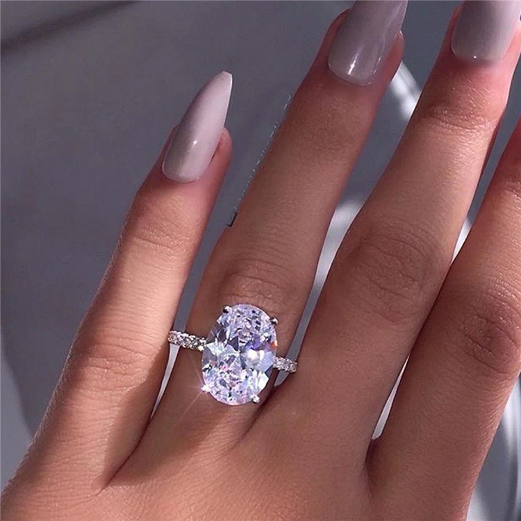 

2019 Fashion New big oval zircon ring oval diamond ring engagement