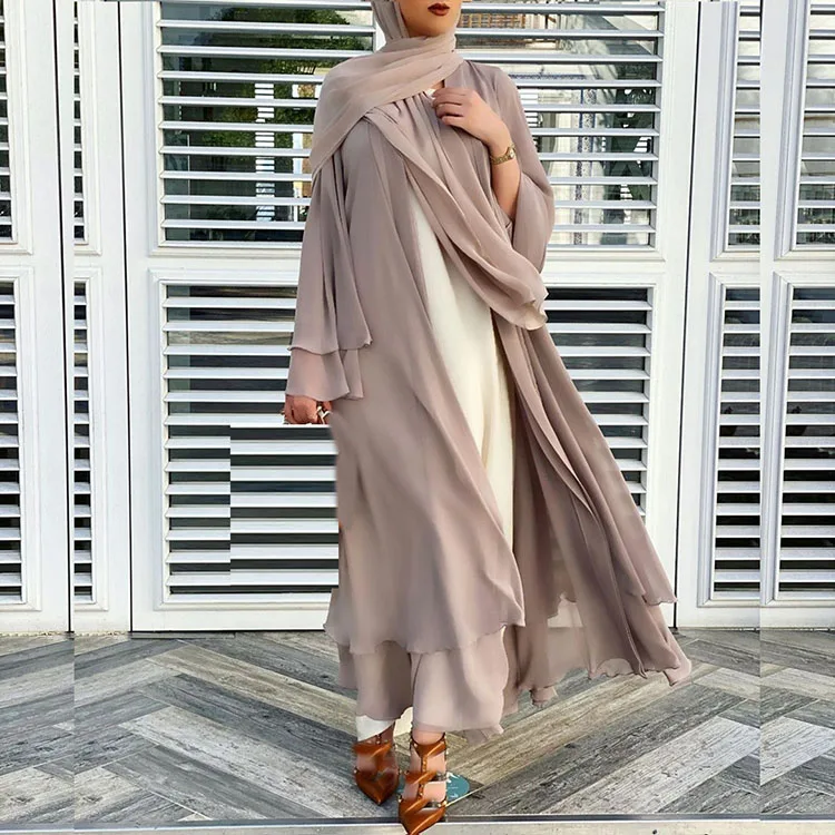 

abayas from dubai women 2021 new arrival open front kimono muslim long dresses, 4 colors