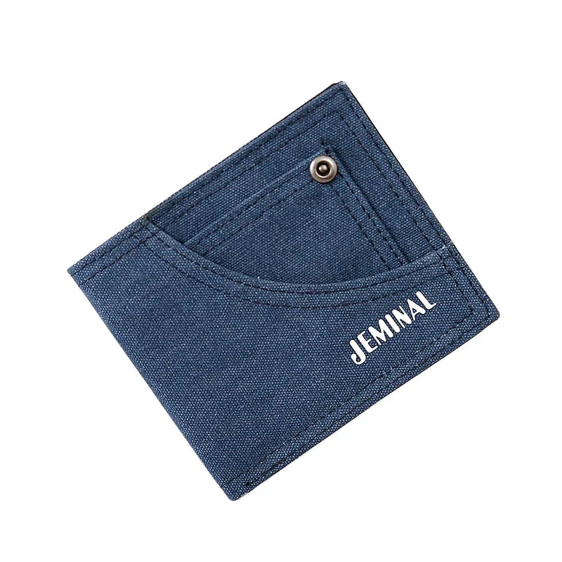 

Men's canvas short simple ultra-thin wallet young men trending purse sports jeans wallet, 5 colors