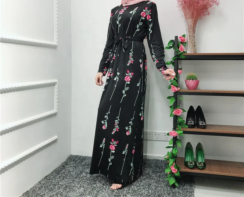 

Arabic Women Clothing Fashion FREE SHIPPING Embroidered Style African Popular Muslim Dresses Hot Sell Kimono Abaya, Black