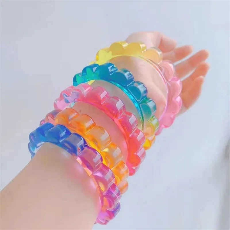 

juhu new resin color candy gradient wave round cute sweet beauty raw jewelry bracelet female wholesale, Colorful