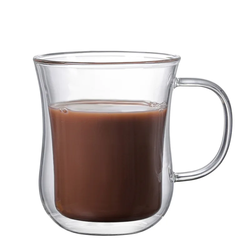 

Factory Wholesale Double Layer Glass With Handle Thickened Mug