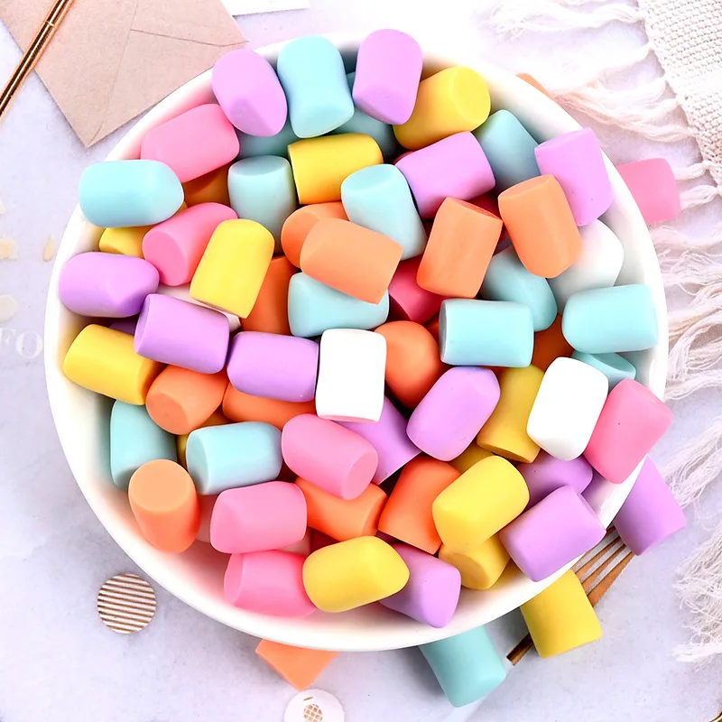 

yiwu wintop cute matt effect colorful 3d simulation marshmallow candy resin cabochon craft for earring decoration