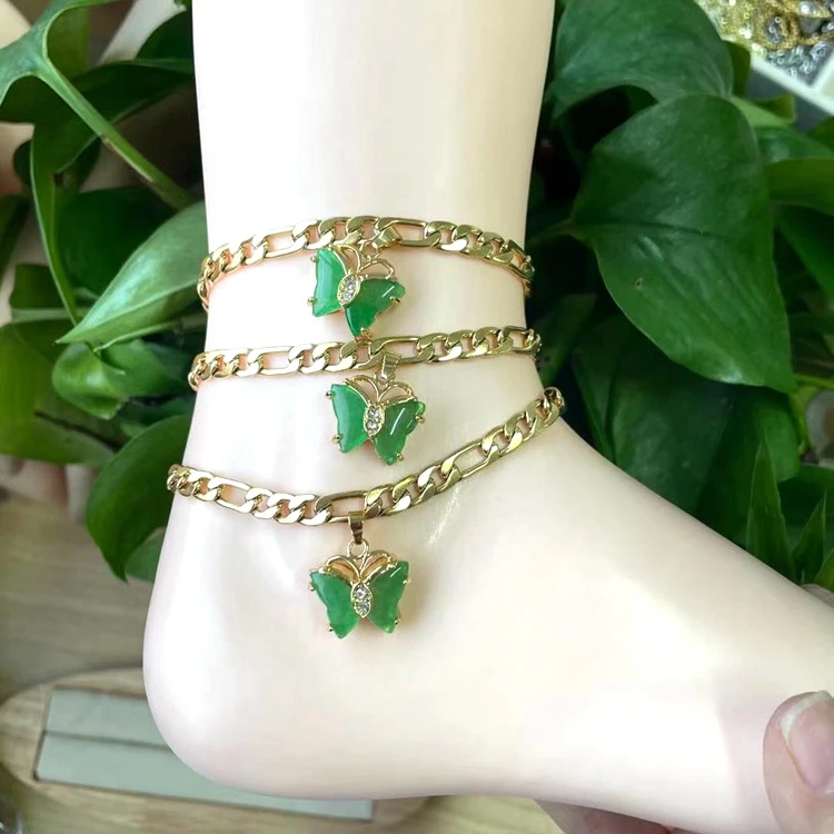 

2021ins butterfly anklet cuban link anklets for girls and women