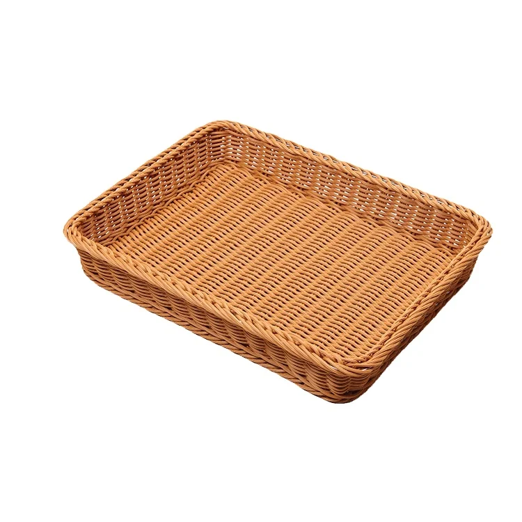 

handmade rectangular PP rattan bread basket, Custonized