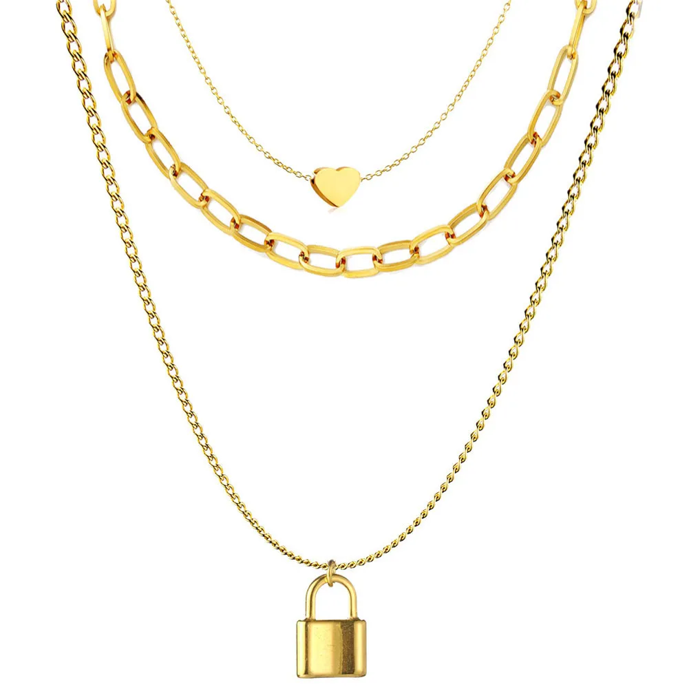 

Fashion Real Gold Plated Stainless Steel Gold Key Necklace Wholesale Jewelry