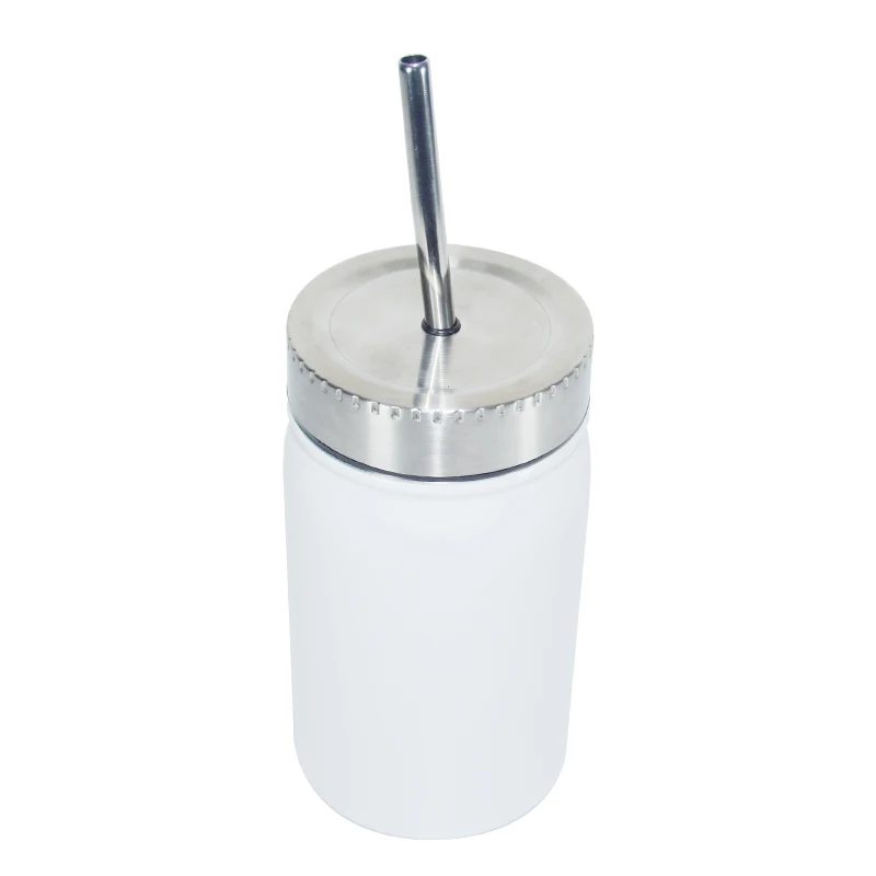 

Wholesale 500ml White Stainless Steel Mug Double Wall Blank Sublimation Mason Jar Tumbler With Lid and Straw