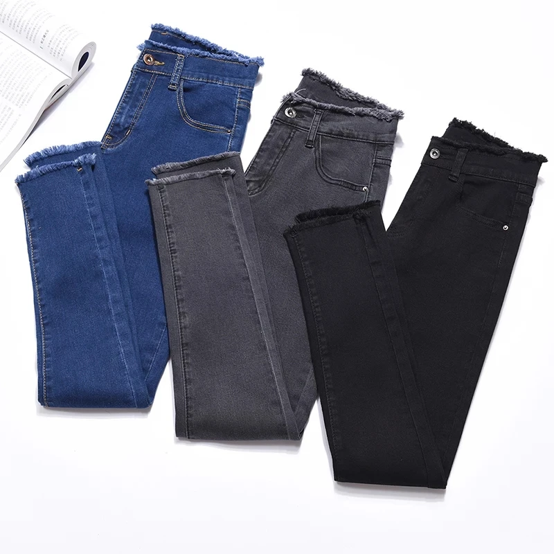 

Foreign trade women's jeans women's high-waist stretch wide-leg straight leg pants Thailand cross-border low-priced women's jean