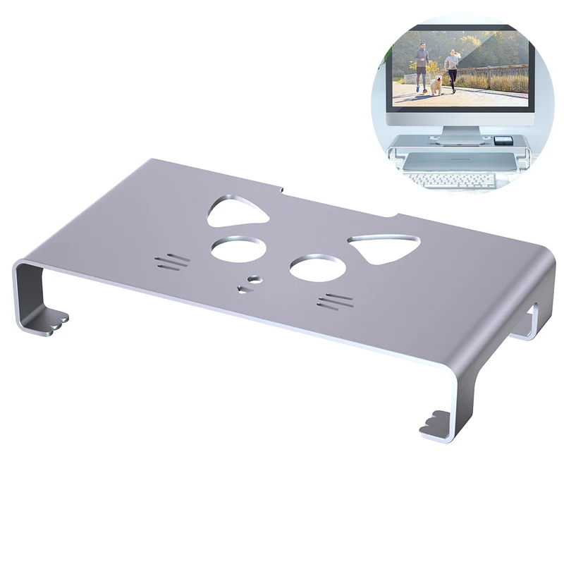 

YTGEE New Custom Logo Kitten Design Aluminum Computer LCD Monitor Stand Riser for Desktop Table in Office Home Studio