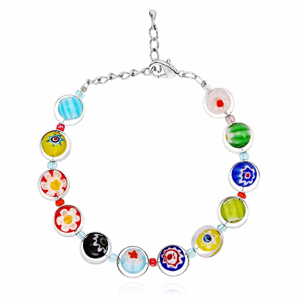

Fashion Simple Elegant Color Glazed Beads Lampwork Multicolor Murano Glass Jewelry Bracelet