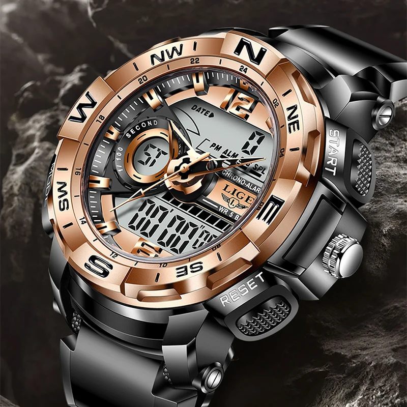 

High End Lige 8946 Top Brands Digital Big Dial Watches Alarm LED Display Hot Selling Sport Quartz Watch Unique Design For Men