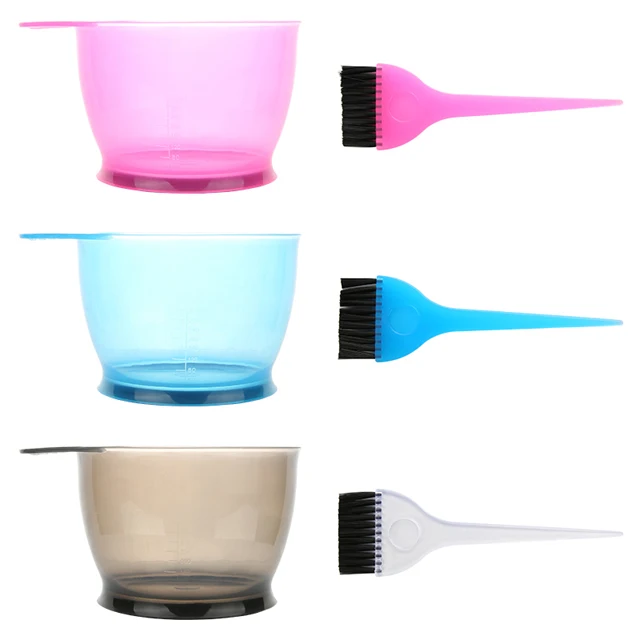 

Hot selling Chromatic Home DIY Salon Hairdressing Professional Salon Hair Coloring Mixing Bowl and brush set, Black,pink,sky blue