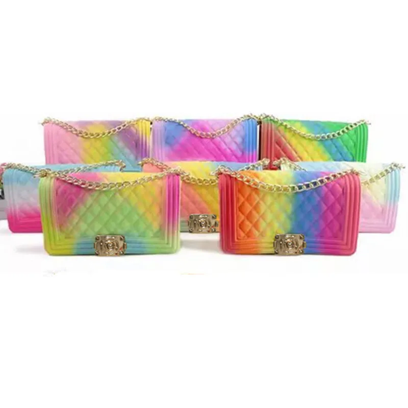 

2021 Small Ladies PVC Handbags purses candy bag Summer Women Crossbody Chain Shoulder Bags Matte Colorful Jelly purse, Many rainbow or solid color