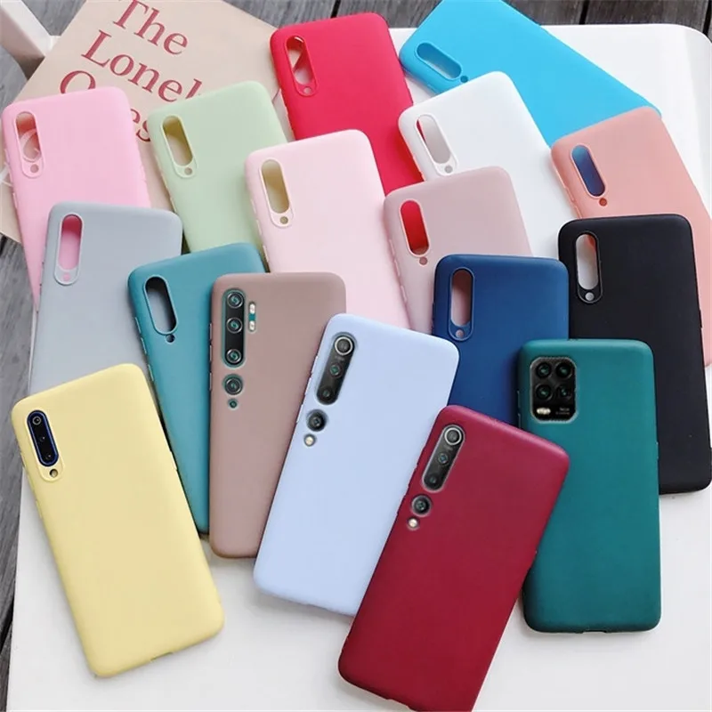 

candy color silicone phone case for Xiaomi mi 10 pro lite note 10 pro global matte soft tpu cover case