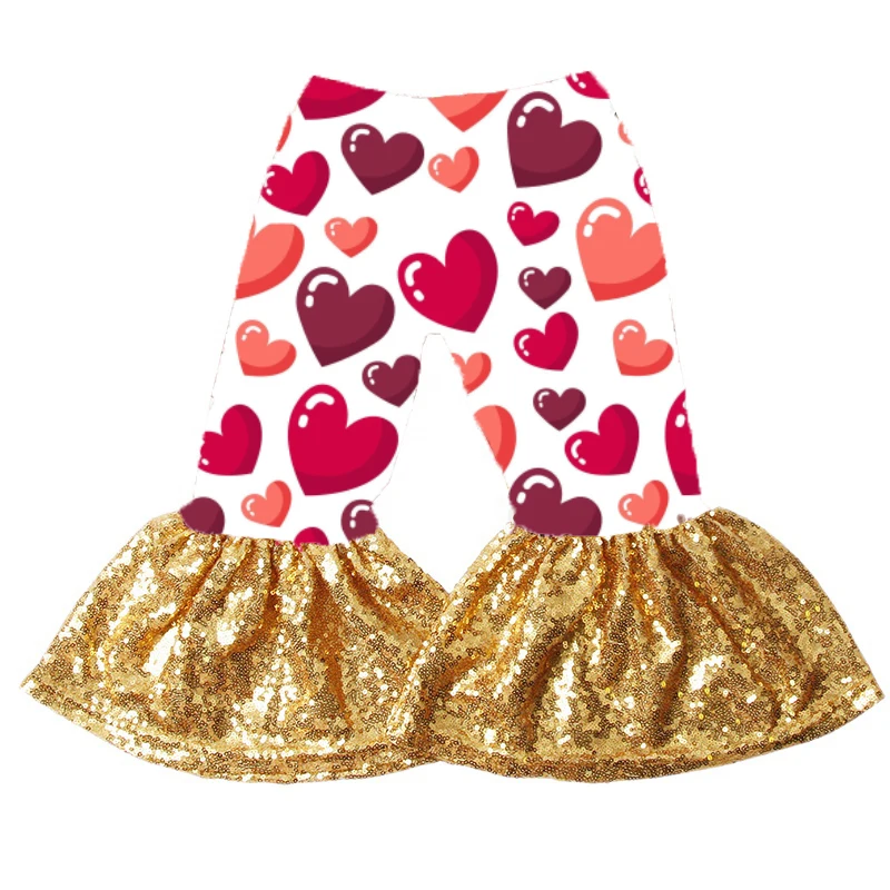 

Valentine's Day Boutique Baby Girls Bell Bottoms Sequins Ruffles Children Flare Pants