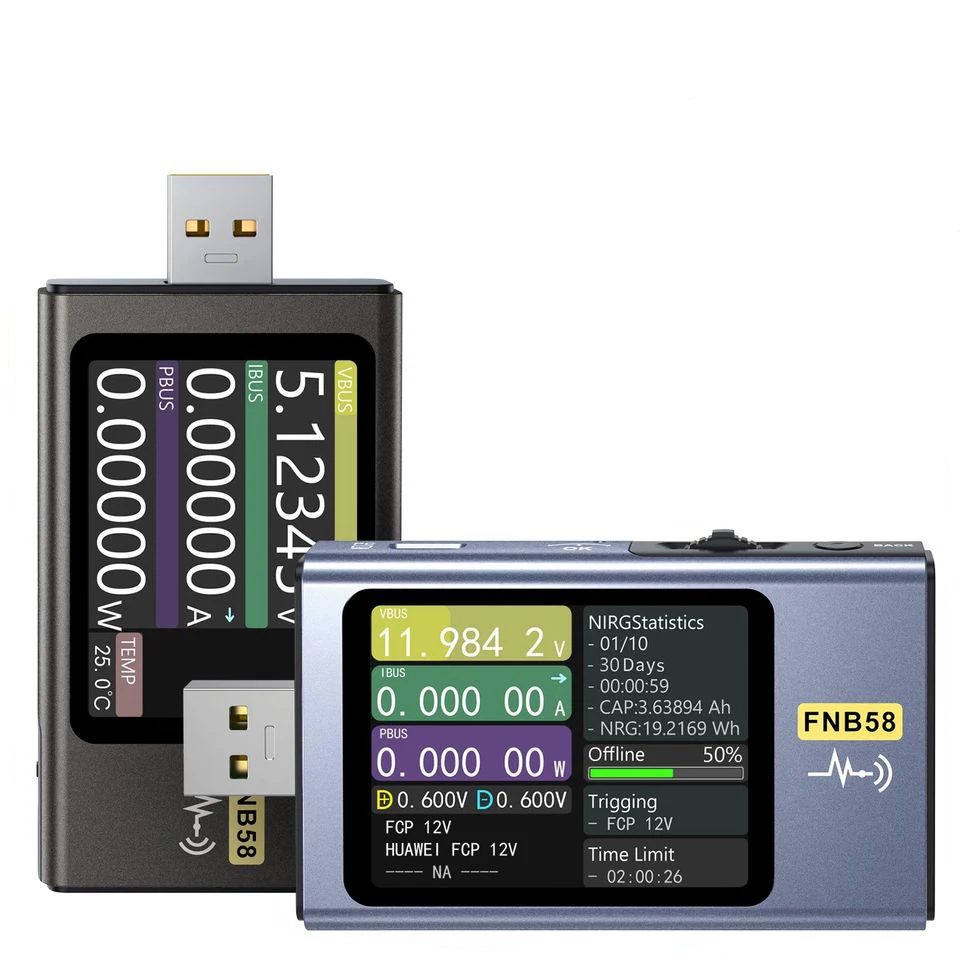 

FNIRSI-FNB58 USB Tester Voltmeter Ammeter TYPE-C Fast Charge Detection Trigger Capacity Measurement Ripple Measurement