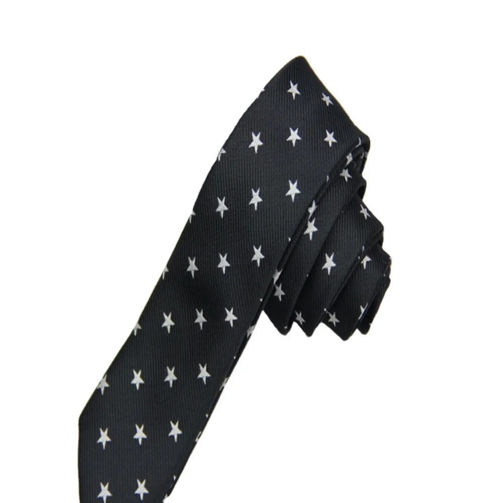 

Follow us Super September Special Benifit 5 pcs Including Shipping stars White Black Slim Ties Polyester Necktie