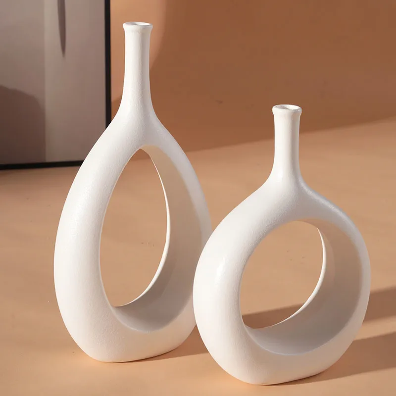 

Unique Nordic Ceramic Flower Vase Hallway Decor Porcelain White Vase Ceramic Vase For Home Decor
