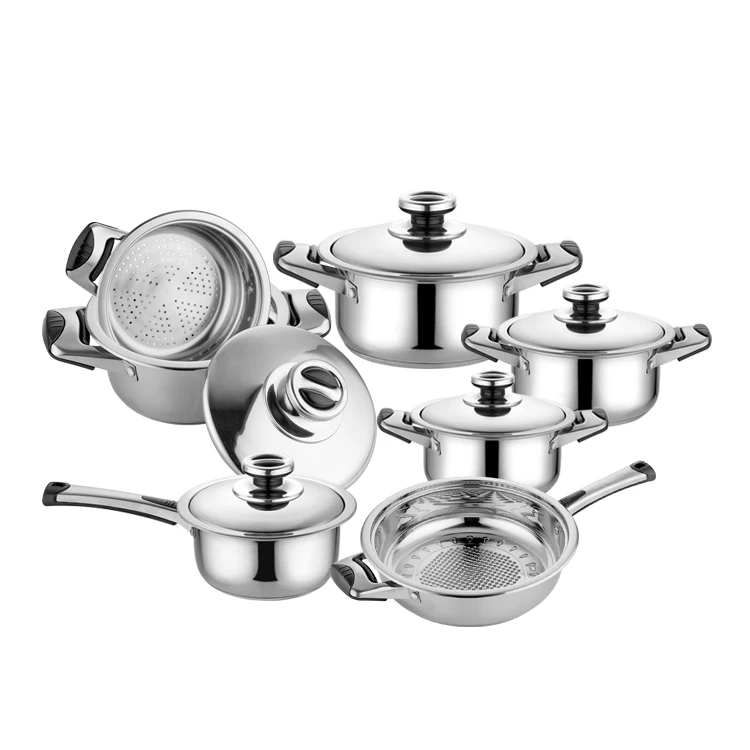 

tencere casseroles olla de leche sarten olla de vapor juego de ustensiles de cuisine de acero inoxidable, Sliver