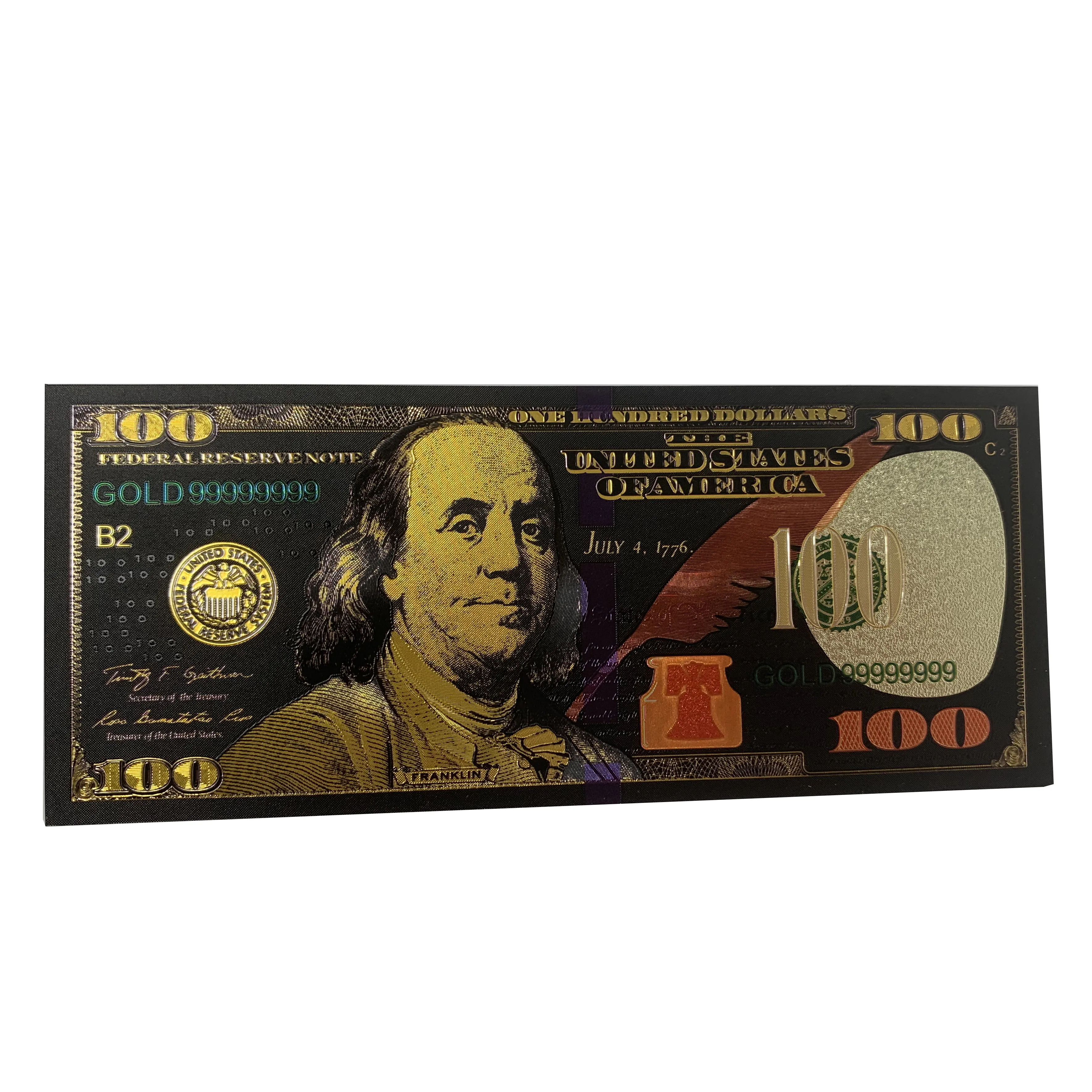 

Black silver gold design High-tech Plastic USD 100 USA dollar money 100 dollar bills Black banknote