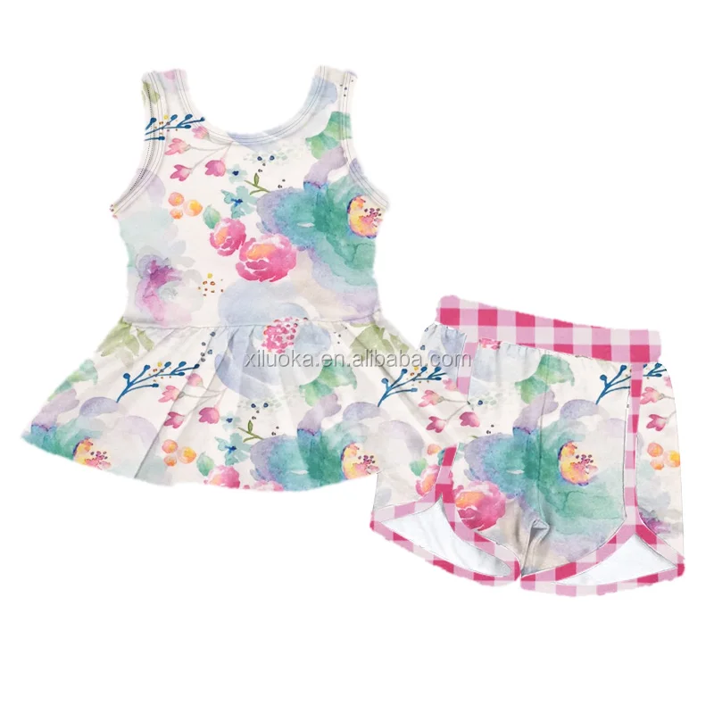 

Wholesale Children Boutique Clothing Floral Print Summer Girl Matching Outfits
