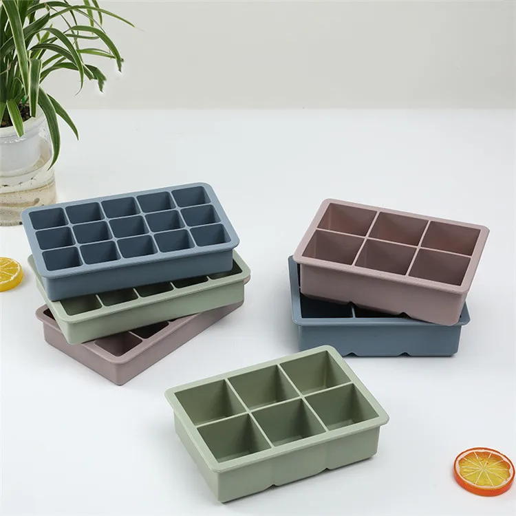 

Wholesale Amazon New 6/15 Cavity Large Ice Maker Ice Cube Trays Silicone Moulds, Mulicolor