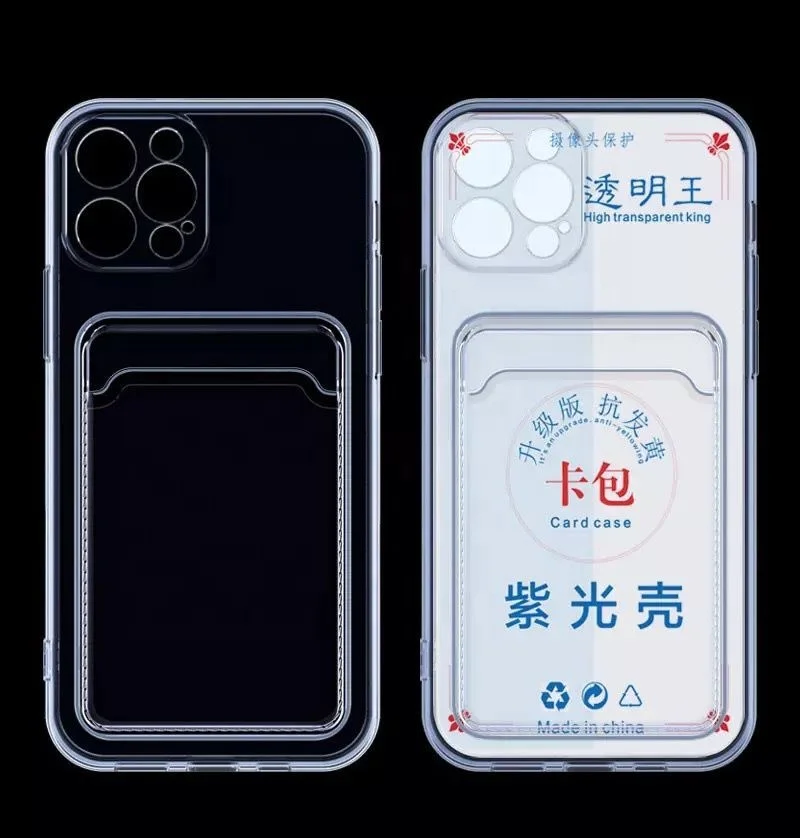 

Factory price transparent TPU case for iphone 12 pro phone case card holder