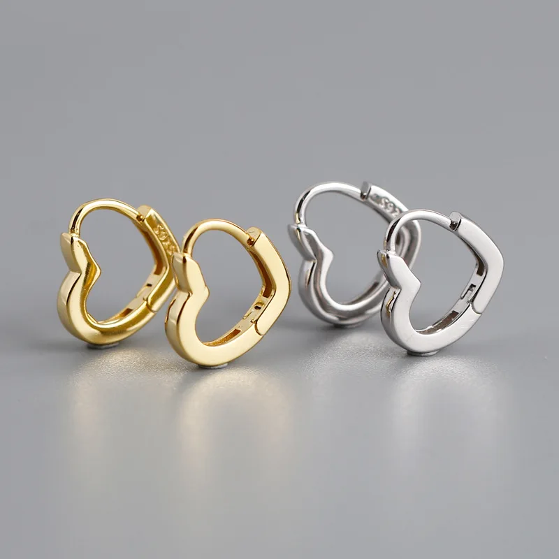 

Newest Jewelry 925 Sterling Silver Love Heart Shape Clip-on Earrings S925 18K Gold Clip Heart Huggie Earrings, Silver/gold