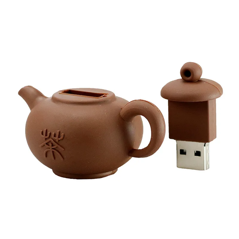 

Bulk Teapot PVC Usb Flash 2.0 3.0 Pen Drive 32GB 64GB Memory Stick, Beige, black