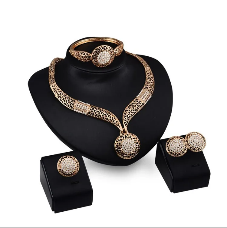 

Cross-border European and American foreign trade jewelry necklace earrings ring bracelet set four-piece accessories, Picture shows