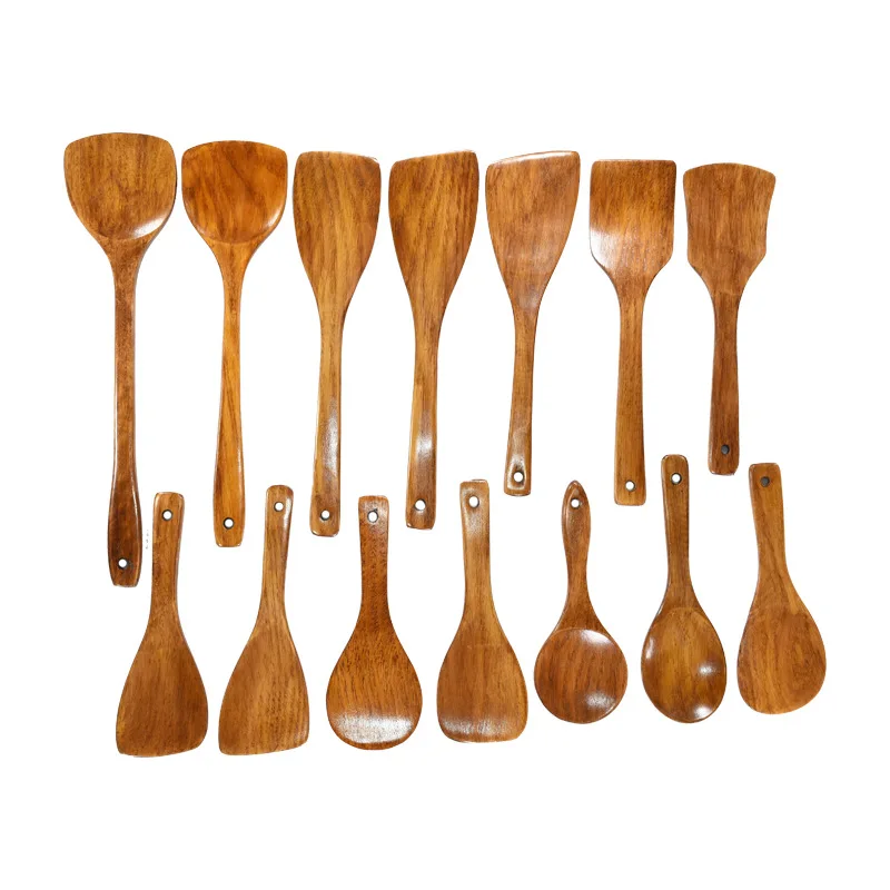 

Non Stick Long Handle Natural Wooden Turner Kitchen Utensils Cooking Spatulas