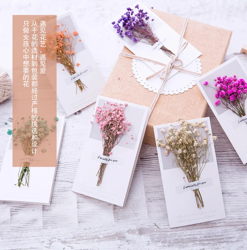 Details about   Gypsophila Dried Flowers Greeting Card Handwritten Invitations Party Decors Gift 