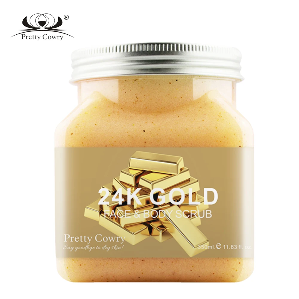 

pretty cowry pure 24K gold 350ml face and body scrub Deep cleansing exfoliating remove chicken skin