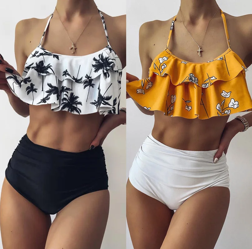 

Newest Fashion Hot Girl Lace-up High Waist Triangle Bikini Women Sexy Backless Micro Swimwear Two Piece Set, As picture