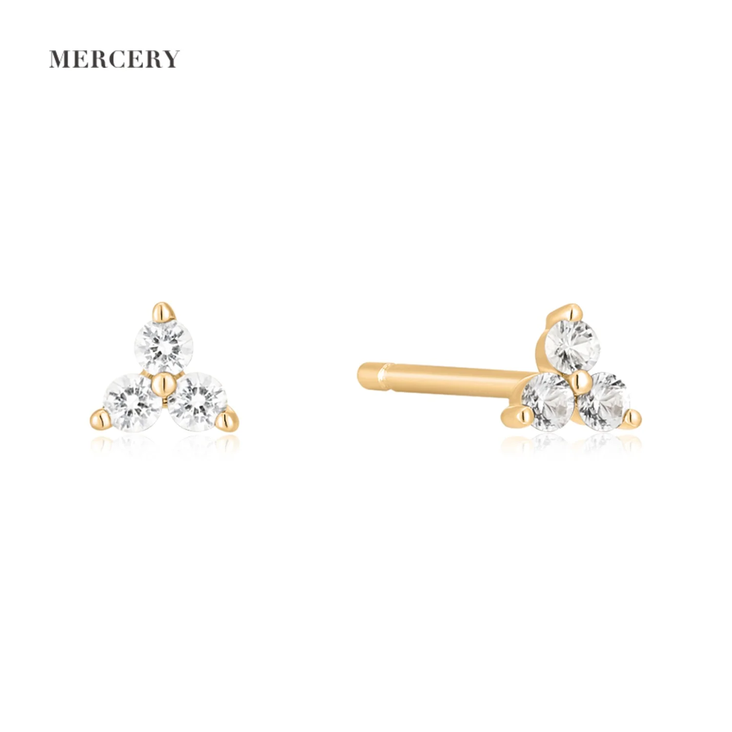 

Mercery Fine Earrings Trend Natural Sapphire Needle Stud Earring 14k Solid Gold Gemstone Triangle Studs Earrings For Women