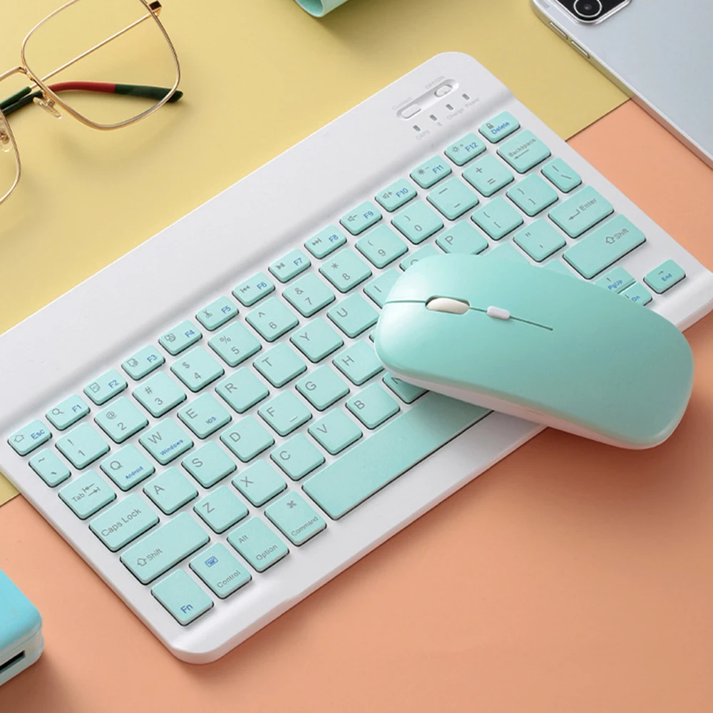 

wireless portable ultra-thin keyboard mouse for ipad tablet mobile phone universal set mini keyboard, Black, white, pink, yellow