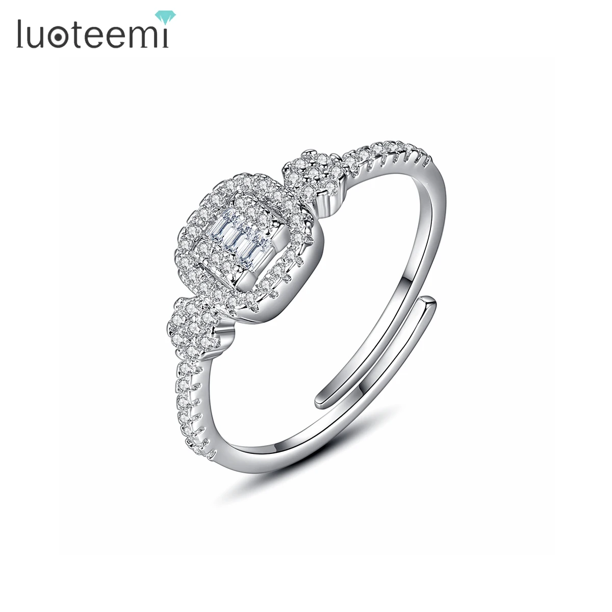 

LUOTEEMI Trendy Woman Lady Wedding Hawaiian Bridal Band Zirconia Married Finger Ring for Girl