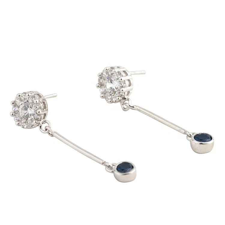 

Abiding Minimalist Earrings White And Blue Cz Stone Enamel Fashion Korean Simple 925 Sterling Silver Earring Drop Women