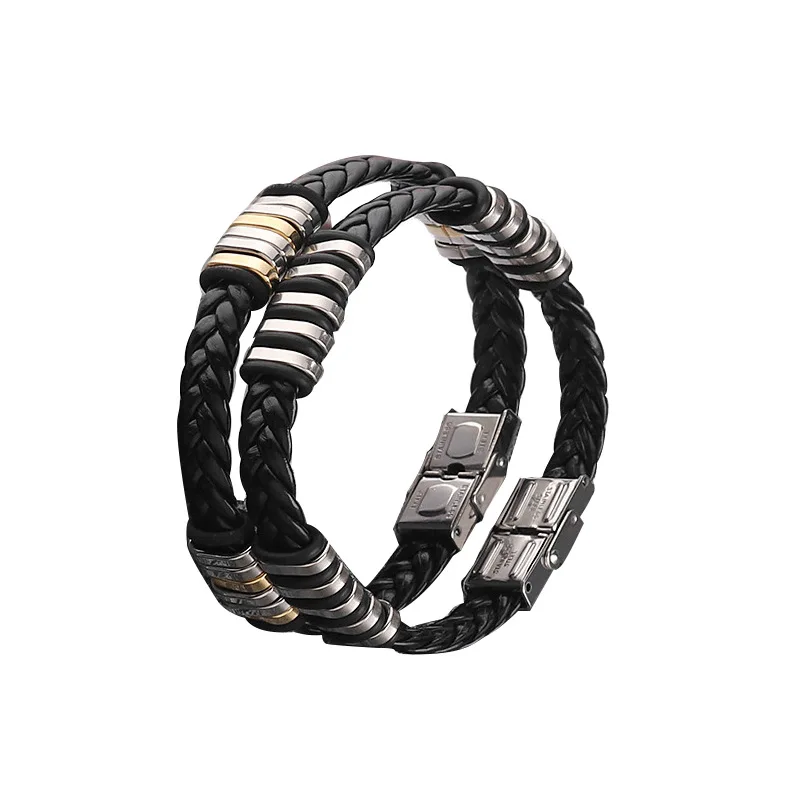 

Accept small order quantity Stainless steel bracelet stocks fast delivery handmade braided silicone bracelet for men