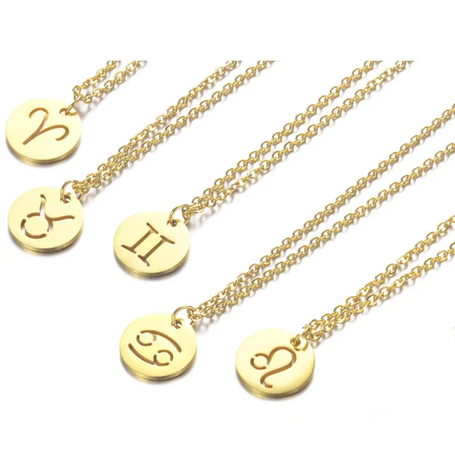 

Classic Round Necklace Anti Allergy Zodiac Necklace for Women