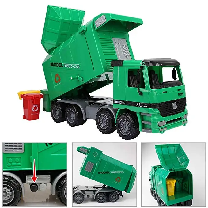 Friccion Con El Camion De La Basura De Juguete Con Latas De Basura Del Vehiculo Buy Verde Basura Camion De Juguete De Friccion De Plastico Camion De Juguete Camion De La