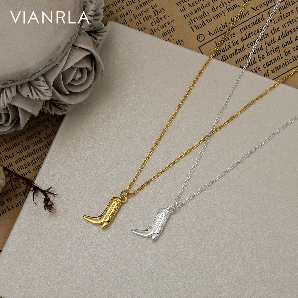 

VIANRLA 925 Sterling Silver Cowboy Boot Pendant Necklace Wild Design 18k Gold Plated Women Fashion Jewelry Gift Drop Shipping