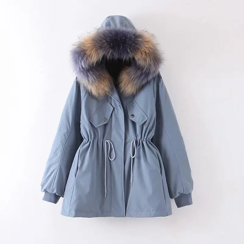 

2020 New Design winter thick faux colours fur collar women coats