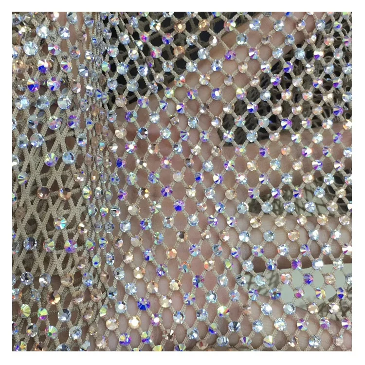 

Free shipping Luxury 1.2 meter*1 meter Crystal ab ss12 Stretch Elastic Rhinestone textile net fabric ideal for dresses